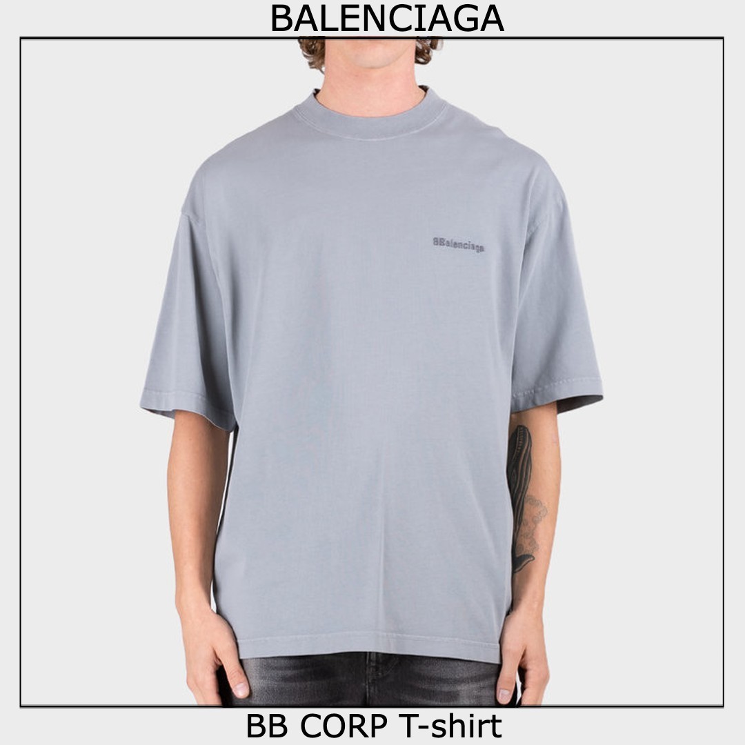 バレンシアガ 21SS 612966 TJV87 BBコープミディアムフィットTシャツ