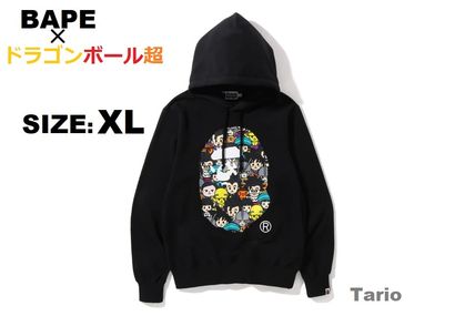 A BATHING APE Hoodies Pullovers Street Style Collaboration Long Sleeves Cotton