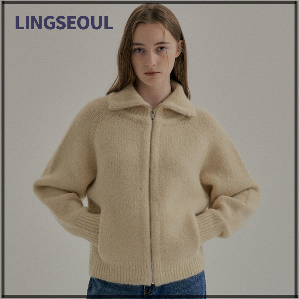 【LINGSEOUL】22FW mohair knit zip-up 3color■関税込■