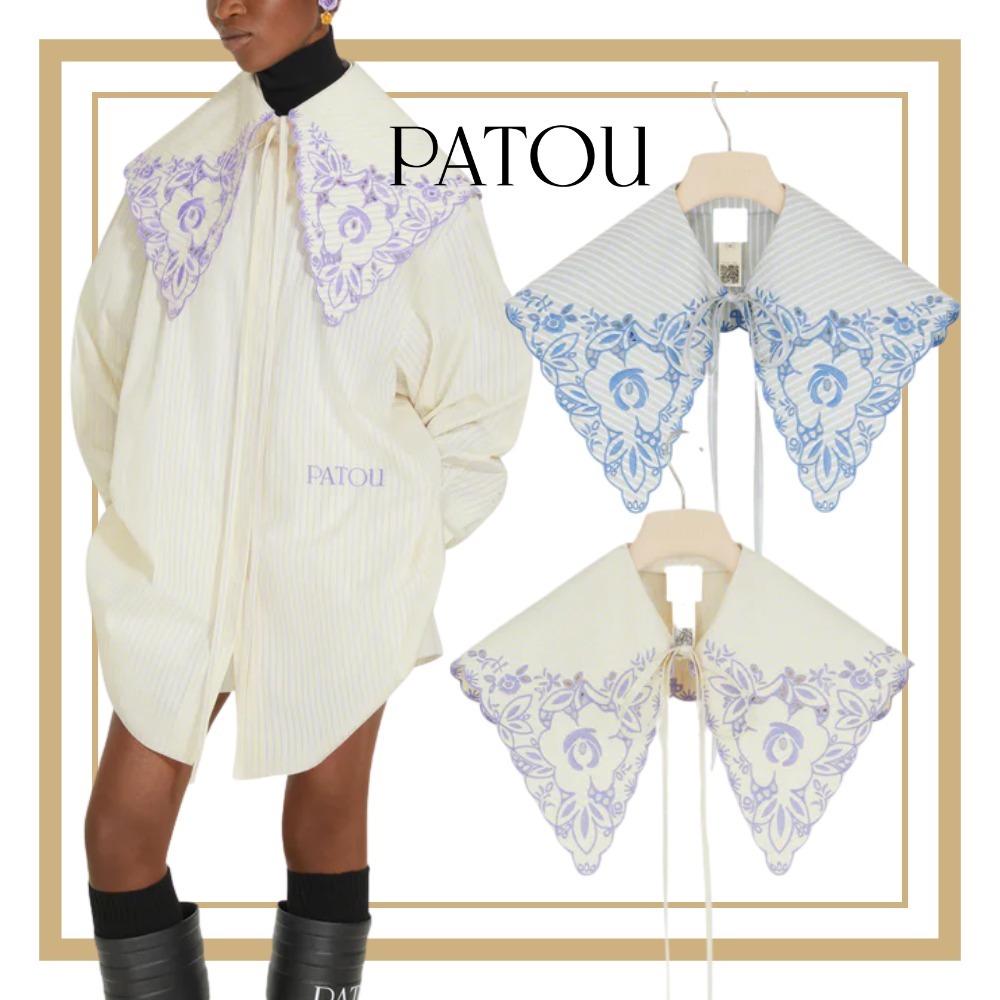 ◆関税込◆ PATOU オーガニックコットン 刺繍入りカラー つけ襟