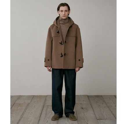 LAFUDGE STORE 2022-23FW Unisex Blended Fabrics Plain Oversized Duffle Coats