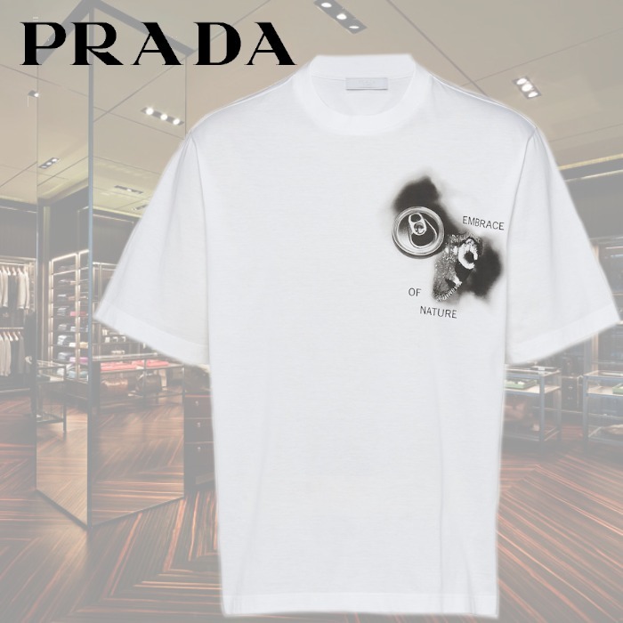 【22AW】新作 プリントコットン Tシャツ ◆プラダ◆人気