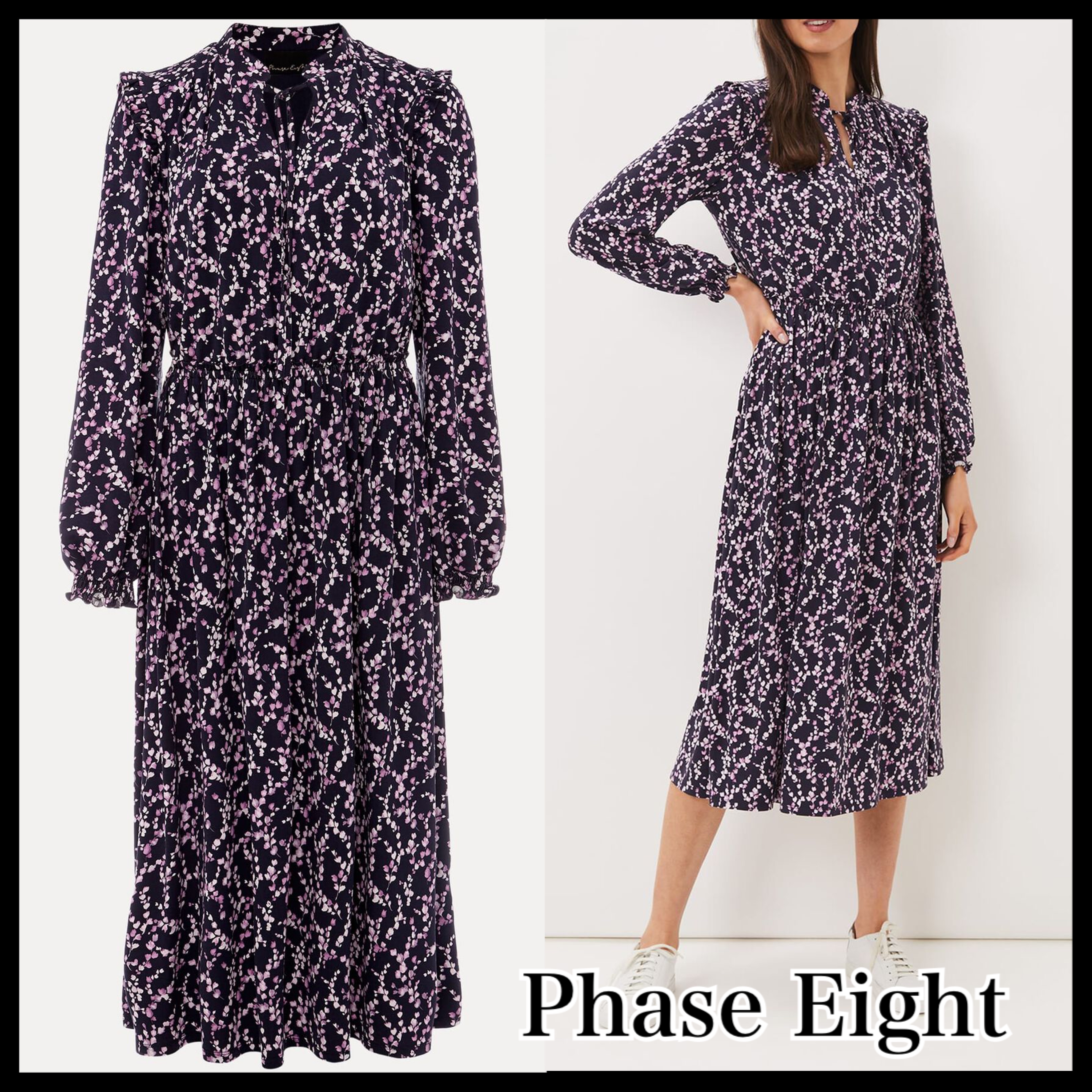Phase Eight* Shay フローラル ミディドレス