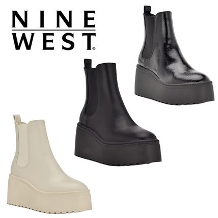 Nine West Ankle & Booties Platform Plain Toe Round Toe Rubber Sole Casual Style Unisex