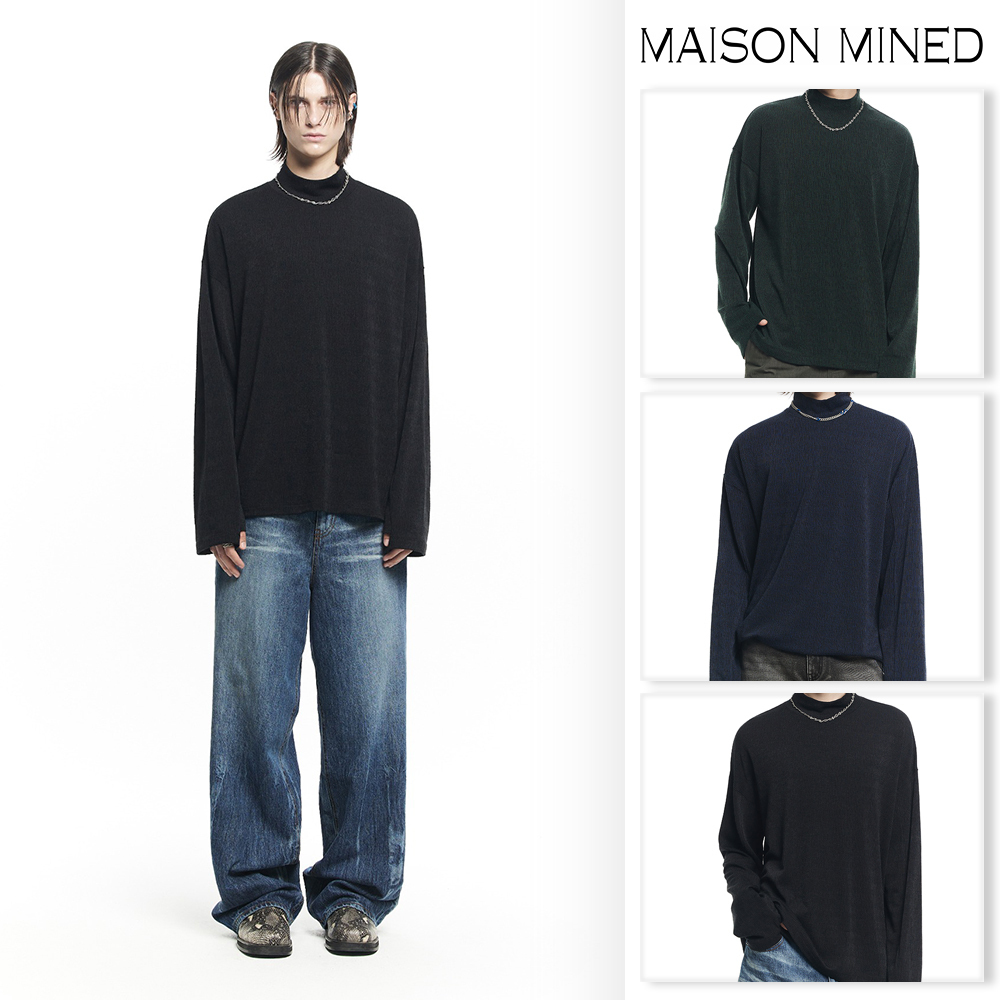 【MAISON MINED】22FW★ RAINY OVER STRIPE TURTLE NECK KNIT