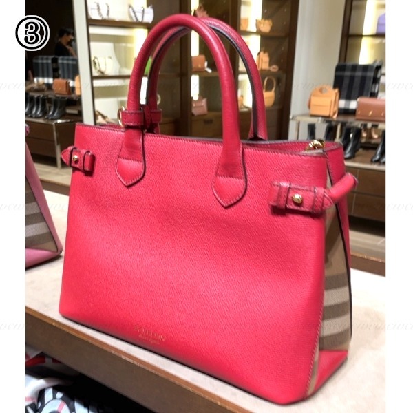 Burberry トートバッグ レザー バッグ 赤 ヴィンテージ】バーバリー レザー セミショルダー トートバッグ