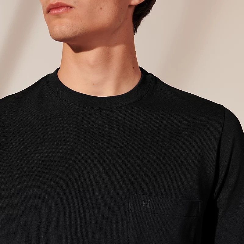 HERMES 定番《H刺繍 Tシャツ》ブラック コットン DHL発送 直営店