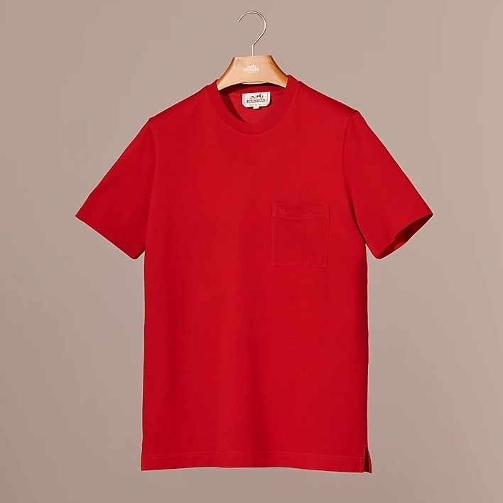 HERMES 定番《H刺繍 Tシャツ》レッド コットン DHL発送 直営店
