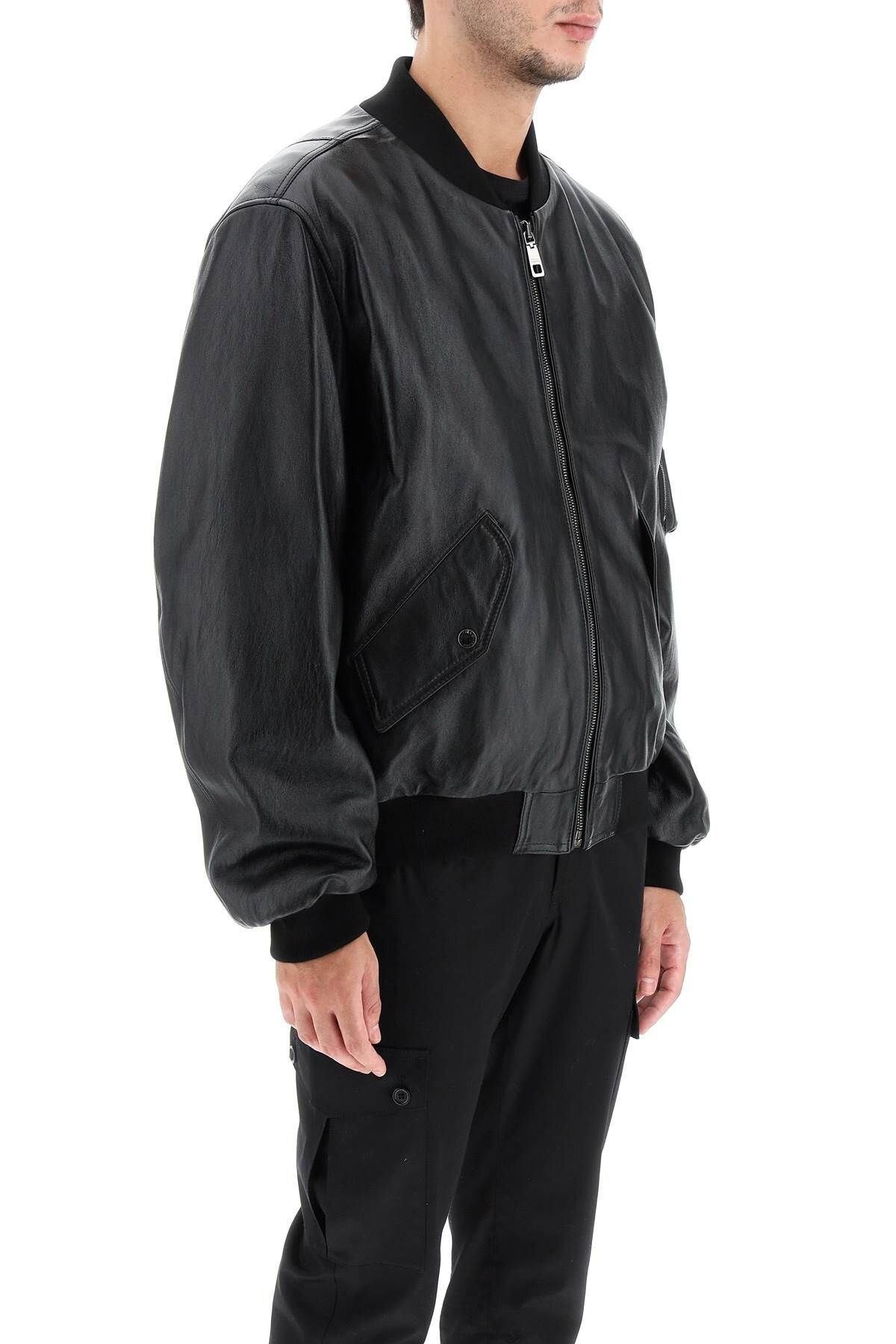 売れ筋新商品 DOLCEGABBANA ドルガバ ワッペン付 MA-1 ブルゾン 黒 46