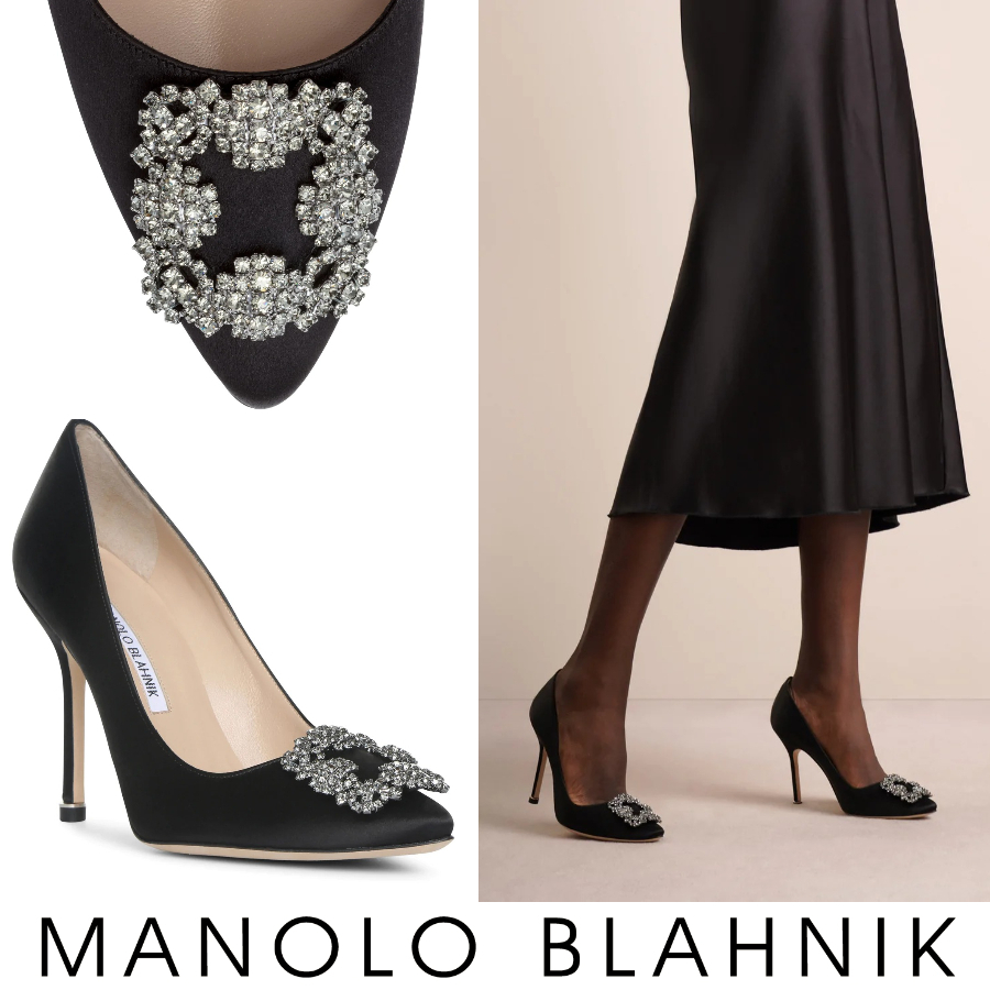 MANOLO BLAHNIK】Hangisi 105 サテンパンプス ブラック お取扱店