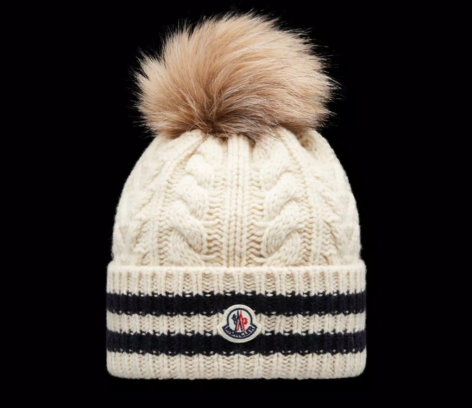 MONCLER2022/23秋冬新作 エコファーポンポン付 カシミヤニット帽
