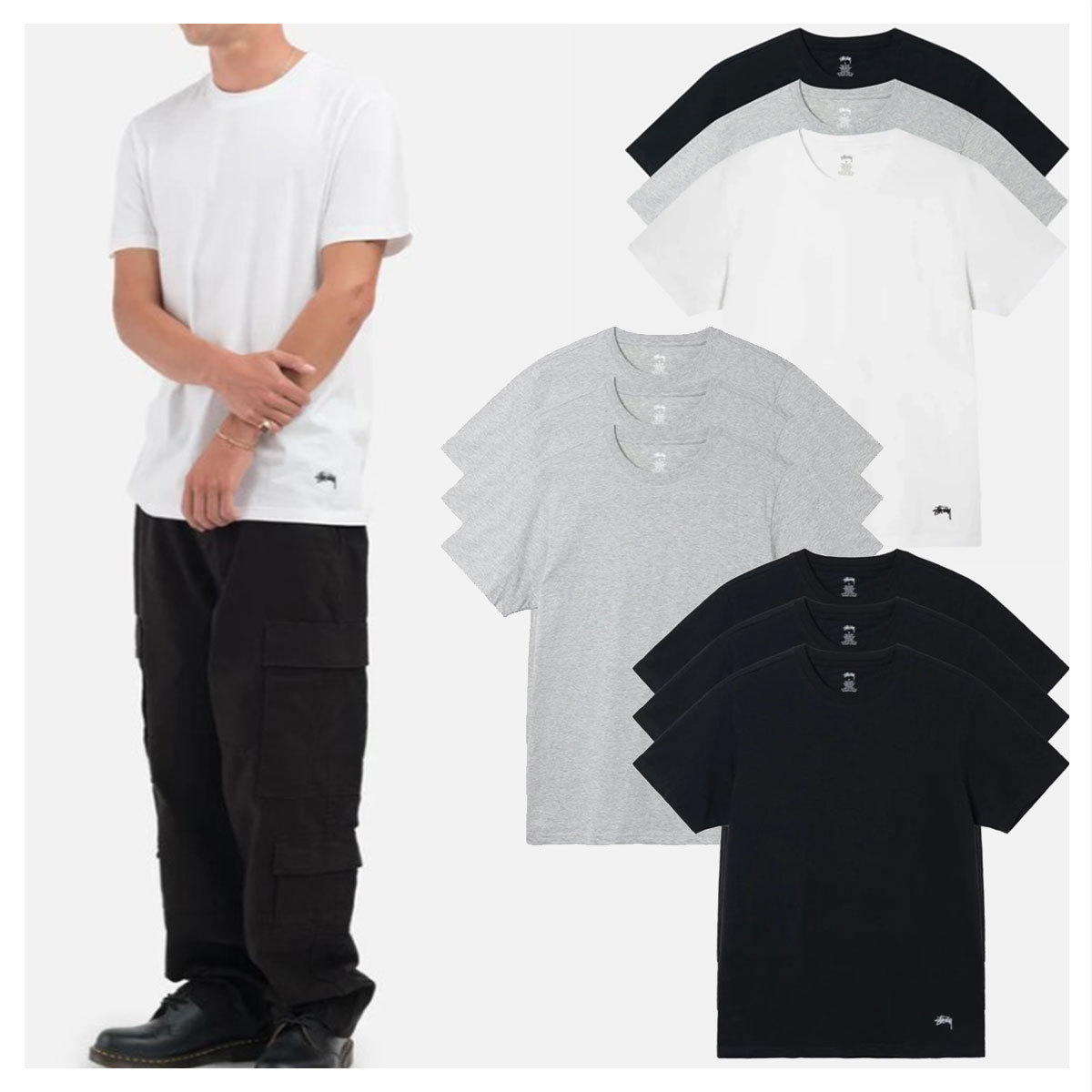 Tシャツ・カットソー STUSSY UNDERSHIRT - 3 PACK TM983