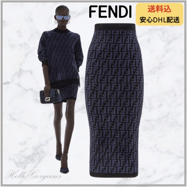 DHL配送込】FENDI☆FFベルベット ペンシルスカート ミディ丈 - www (激安通販サイト) fendi ffペンシルスカート ロングスカート