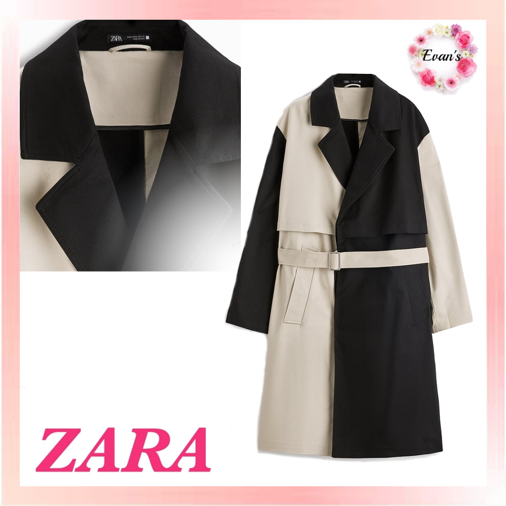 最適な材料 ZARA カラーブロックトレンチコート トレンチコート - www