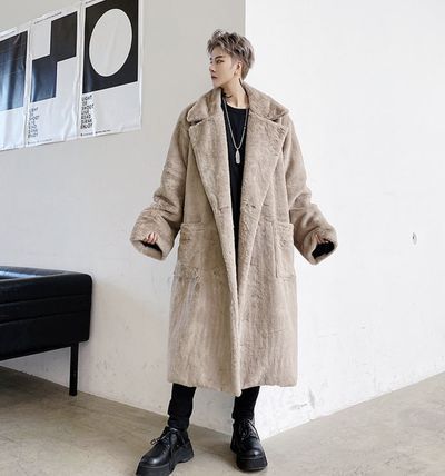 More Coats Street Style Plain Long Oversized Shearling Coats