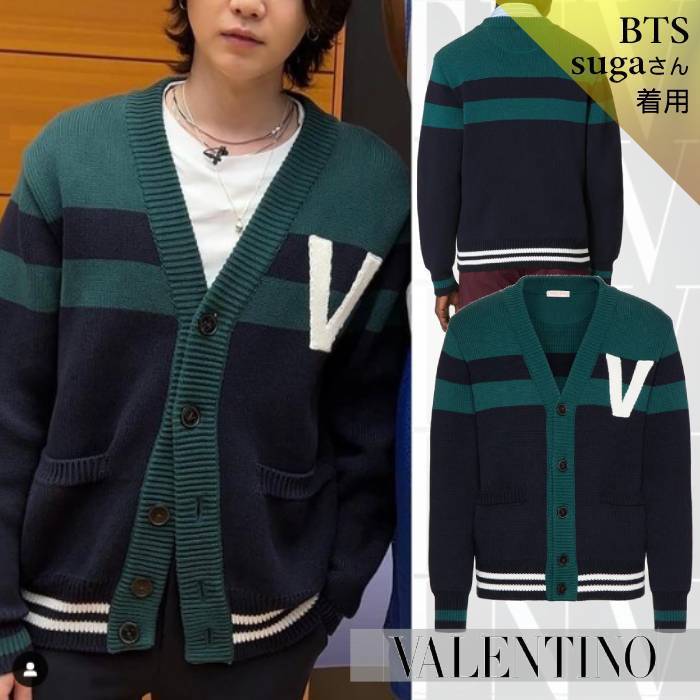 BTS着用【VALENTINO】Vロゴ付き Ｖネックカーディガン