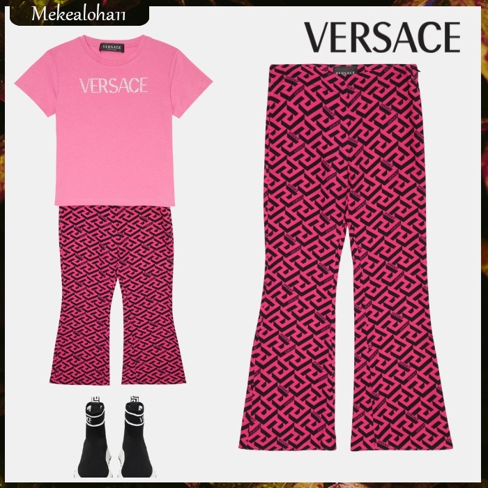 VERSACE☆キッズ グレカ プリントキャディパンツ ピンク