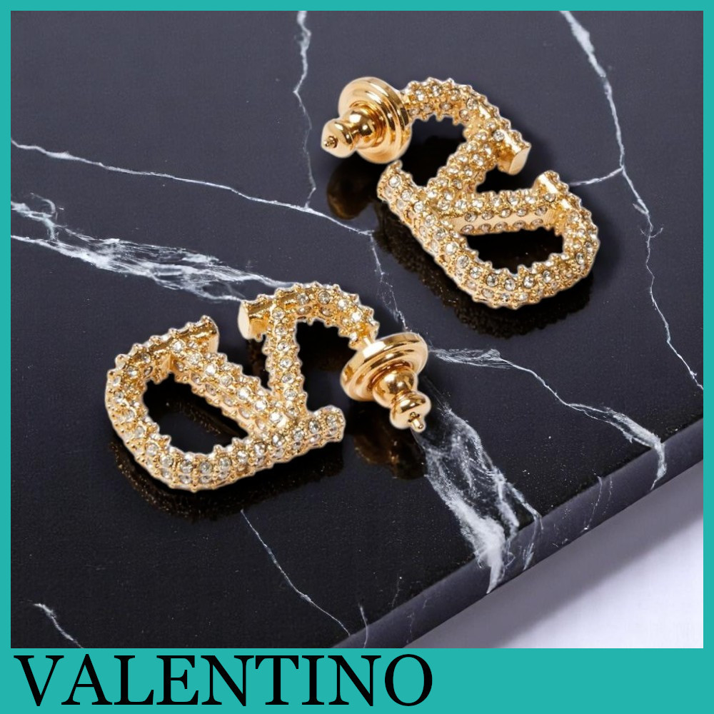 ★VALENTINO直営店★Vロゴ シグネチャー メタル ピアス