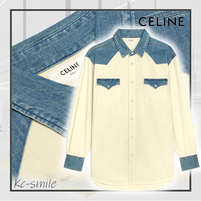 CELINE ウエスタン デニムシャツ DENIM OCEAN WASH csm.fi.cr