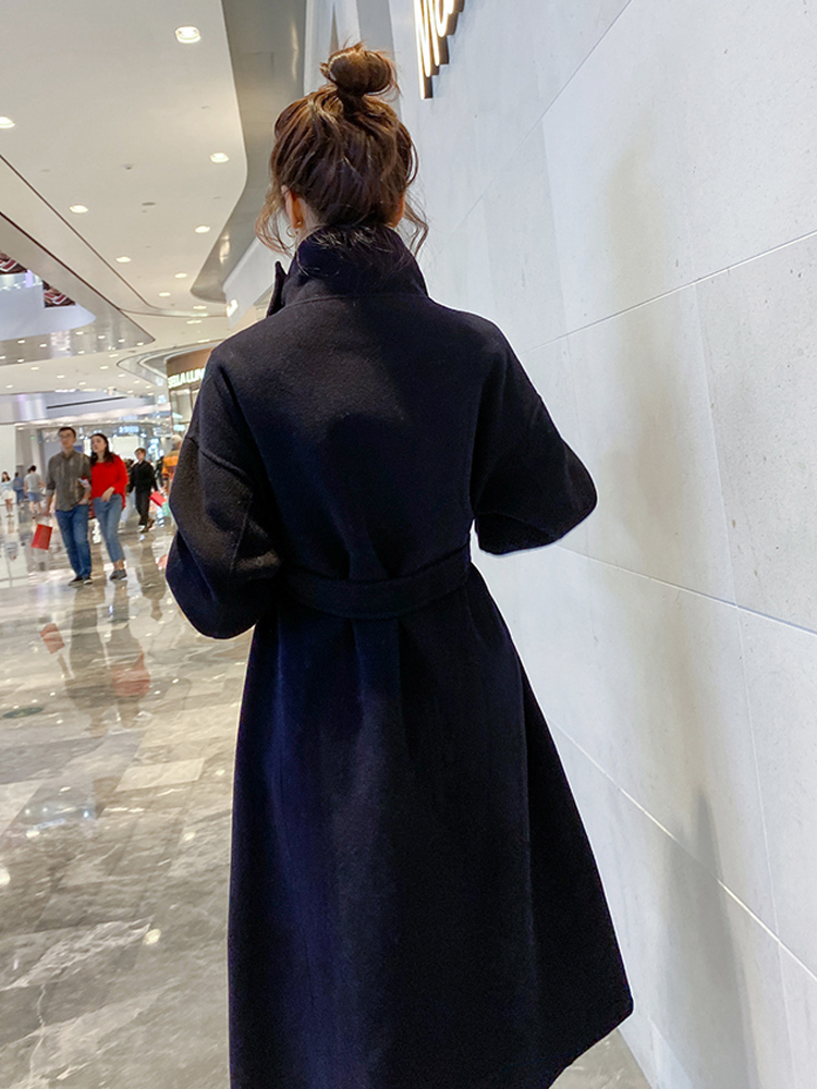 ロングコート ハイネック ミモレ丈 アシンメトリー エレガント