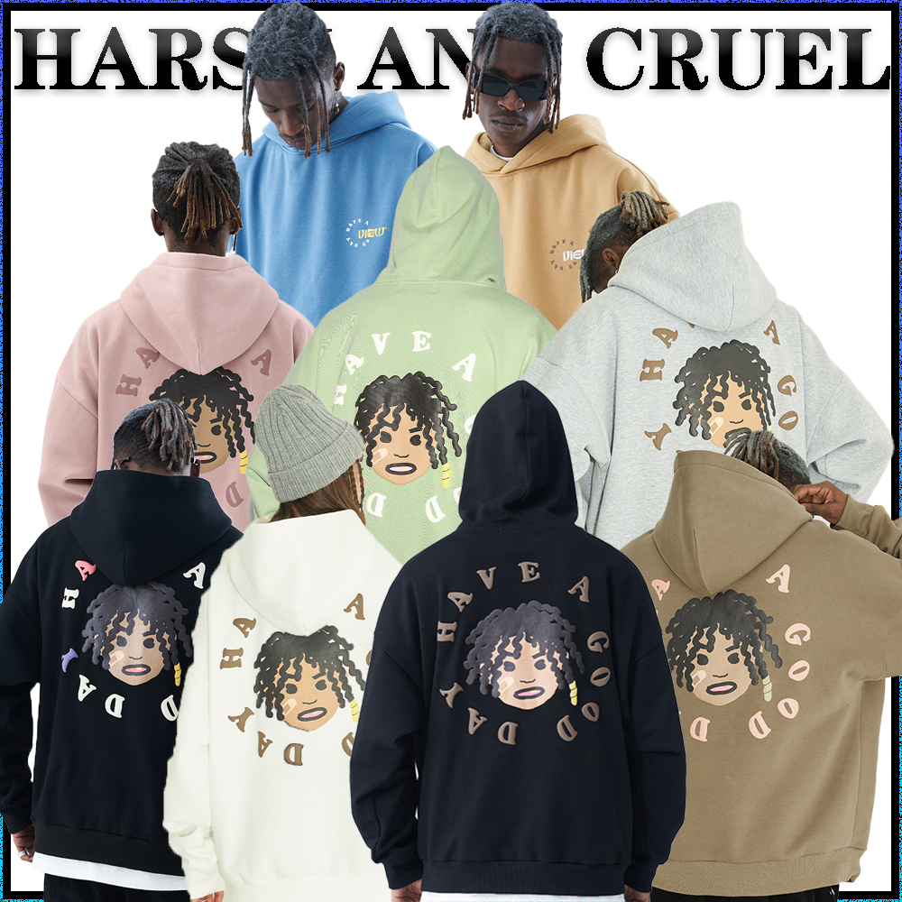 HARSH AND CRUEL パーカー ロゴ バックプリント 大人気 男女兼用