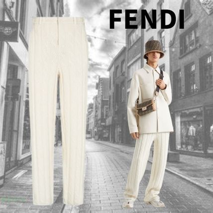 FENDI】ホワイトウール パンツ ケーブルニットモチーフ - www FENDI】ホワイトウール パンツ ケーブルニットモチーフ - www