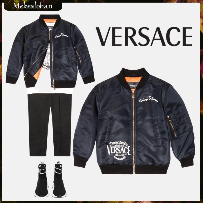 VERSACE☆キッズ ロゴ バーシティ ジャケット ブラック