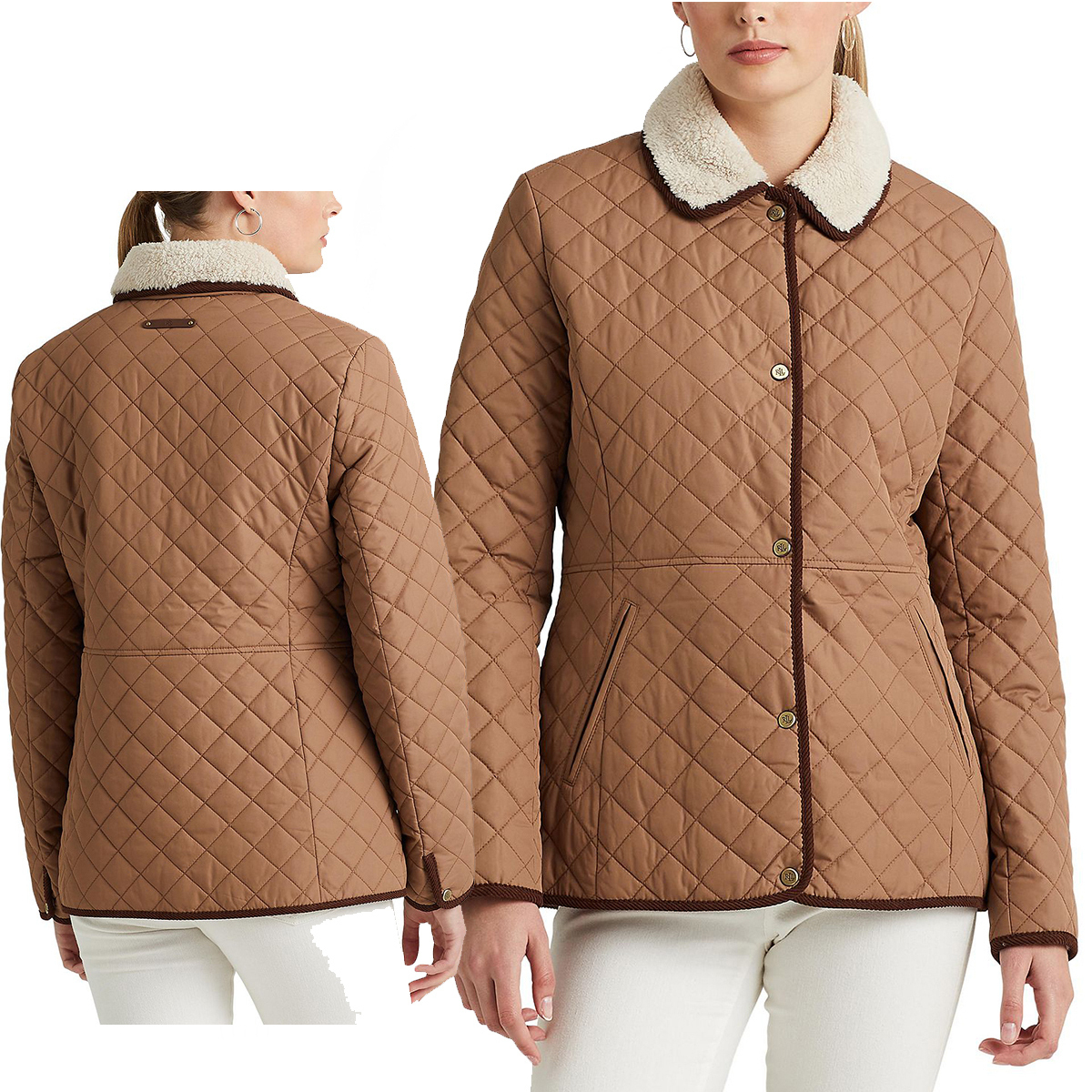特別価格！Lauren Ralph Lauren Corduroy-Trim Quilted Coat