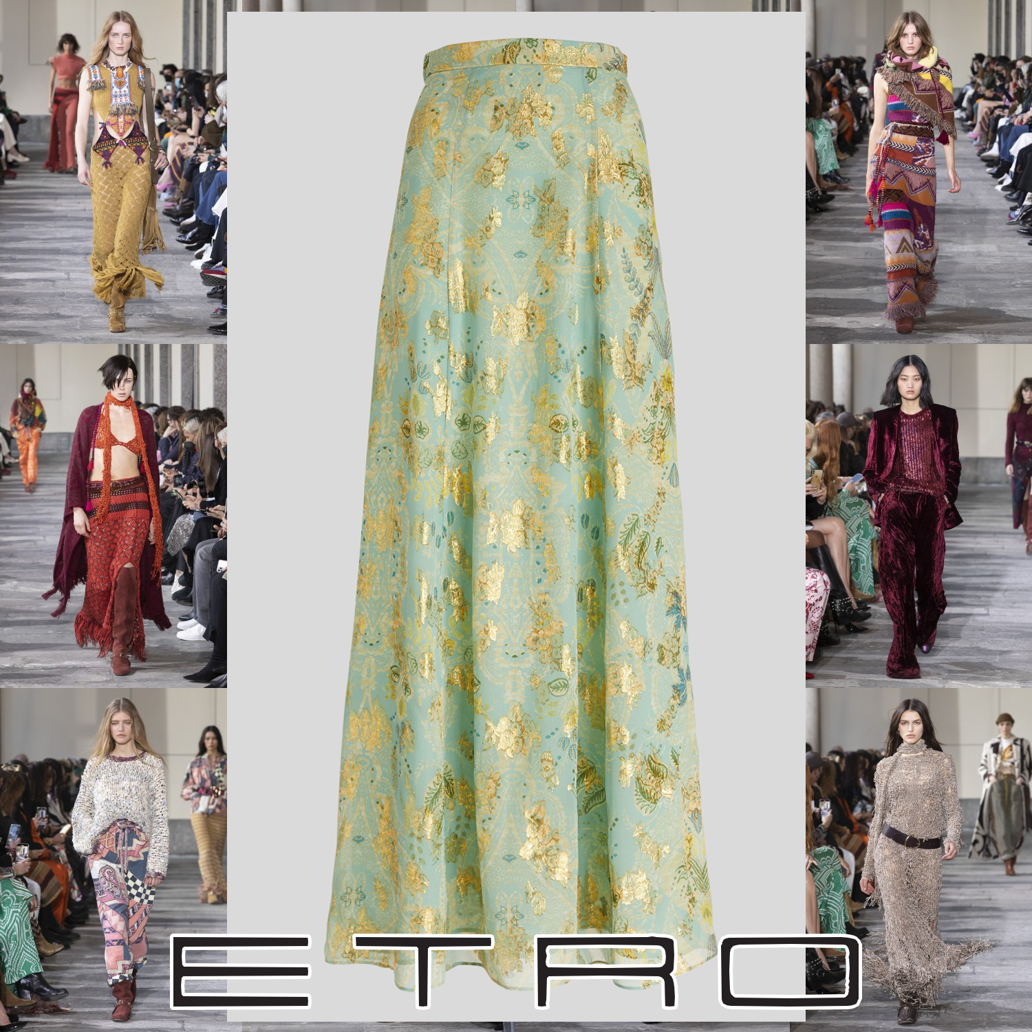 ETRO フラワー プリント ジョガーパンツ ライトブルー ETRO フラワープリントシルクジョーゼットスカート ライトブルー