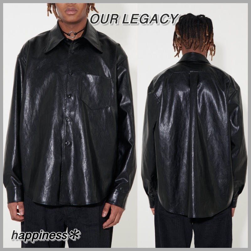 OUR LEGACY*フェイクレザー☆70'sシャツ Black/送料込 - iepfsas.com