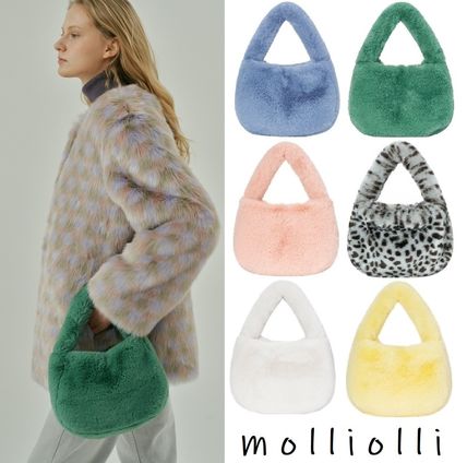 MOLLIOLLI Totes Street Style Plain Party Style Eco Fur Totes