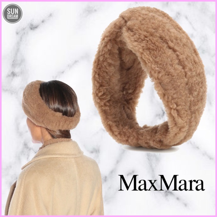 ★マックスマーラ★Ovidioキャメル・ウールとシルクヘッドバンド ☆Max Mara☆ Ovidio テディ ヘッドバンド