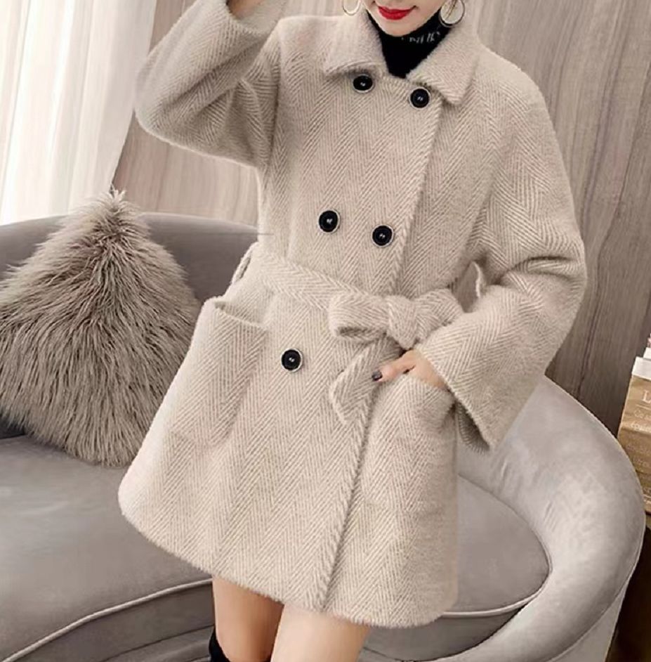 トレンチコート ミンクカシミア オシャレ ロング ベージュ