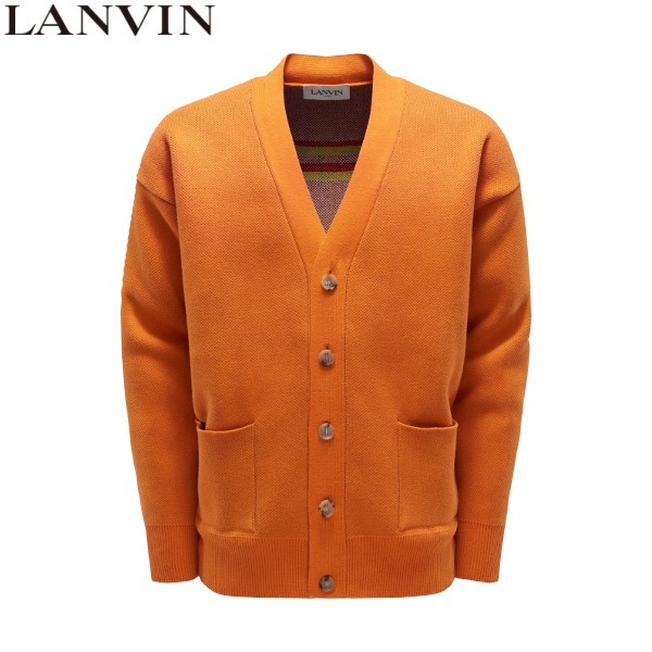 LANVIN ランバン バックロゴウールニットカーディガン オレンジ 【公式