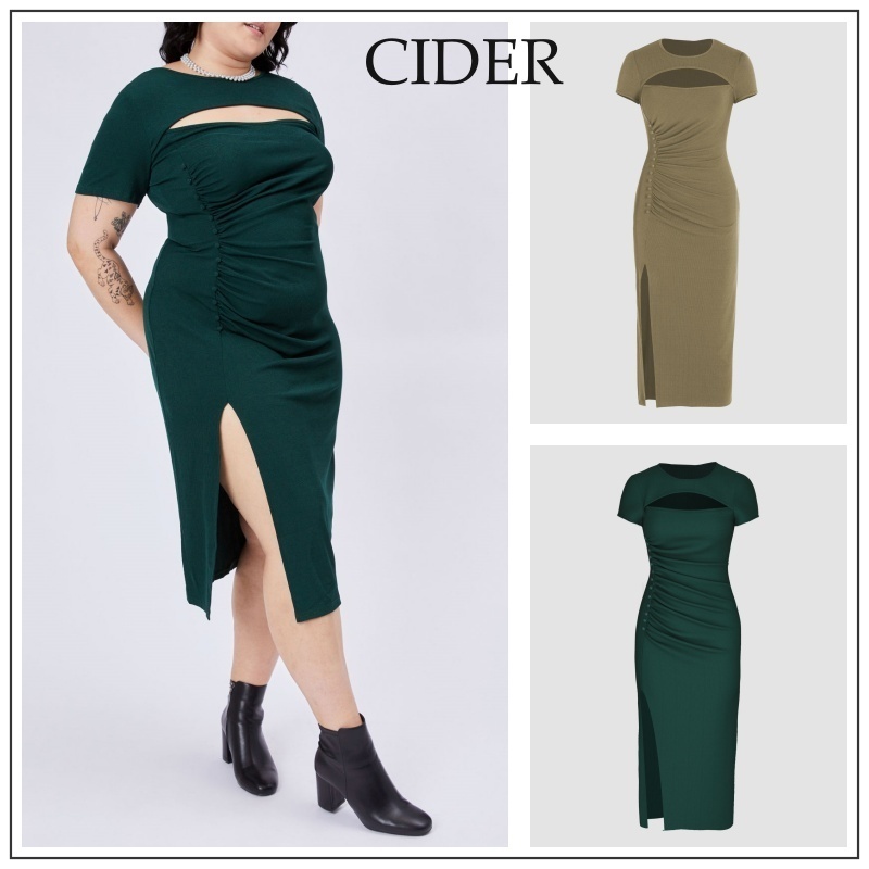 Cider◆カットアウト スプリット ミディドレス【送料込み】