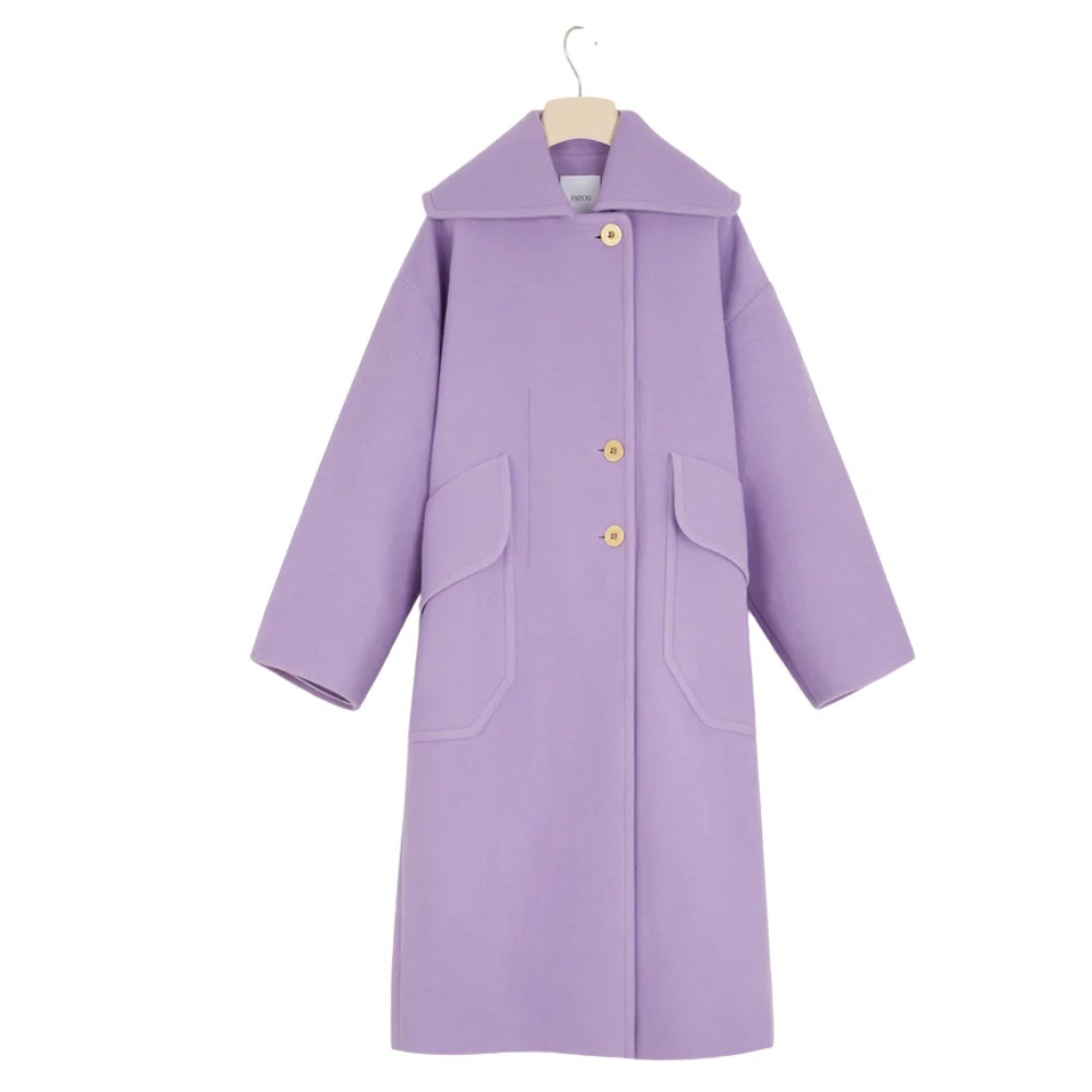 【Patou】刺繍ロゴ ウール混 コート ロング【送料関税込】 PATOU パトゥ ロングコート ウール カシミヤ (PATOU/コート