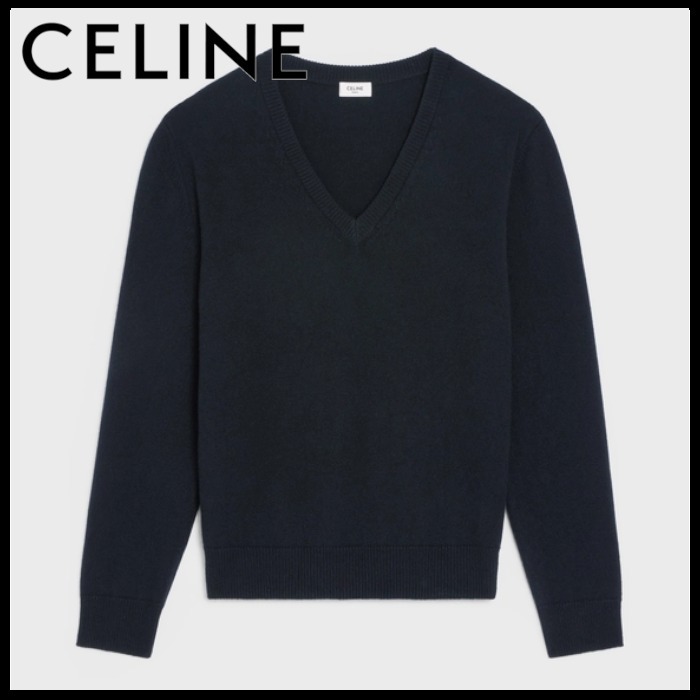 CELINE セリーヌ 22AW メンズ セーター カシミヤ Vネック 黒 CELINE セリーヌ 22AW メンズ セーター カシミヤ Vネック 黒