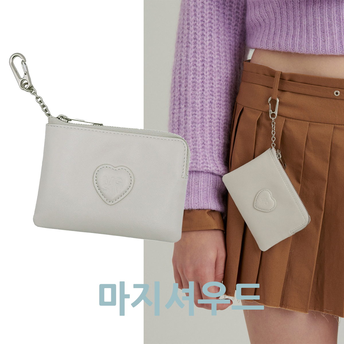 [Margesherwood ] / ☆ HEART ZIPPER WALLET / ivory plain
