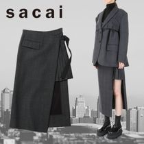 sacai サカイ チェック プリーツ ボンディング スカート