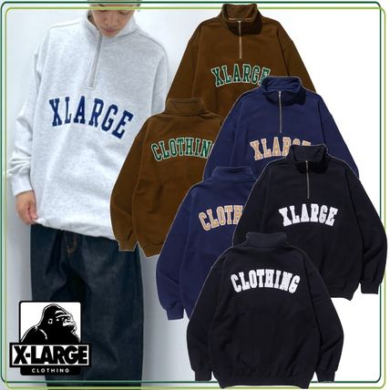 X-Large Sweatshirts Pullovers Unisex Street Style Long Sleeves Plain Logo