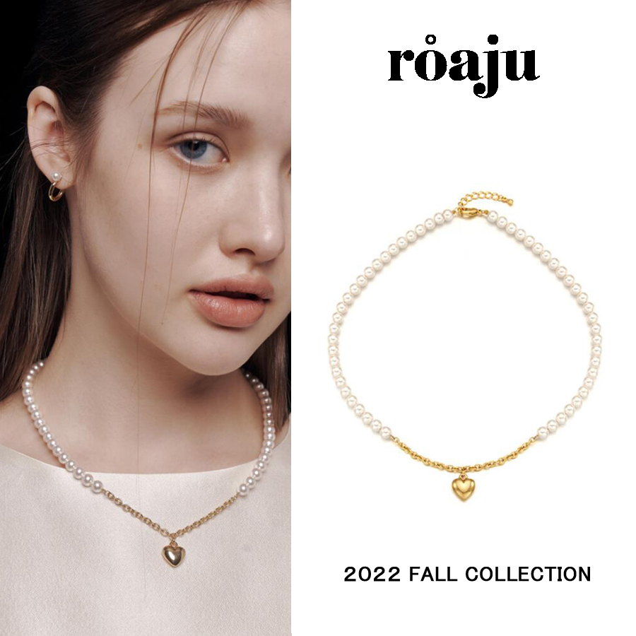 韓国発【ROAJU】comely heart pearl necklace★追跡送