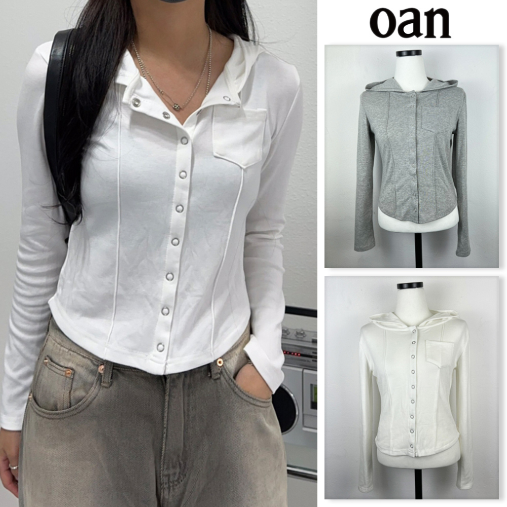 【oan】Day snap hood t-shirt