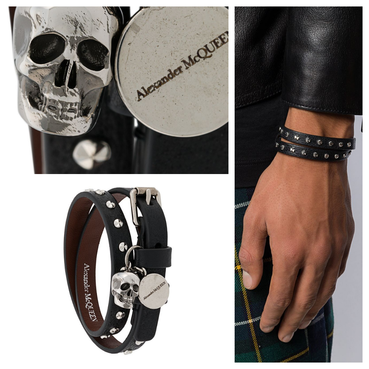 スカルヘッド レザーブレスレット ☆ Alexander McQueen