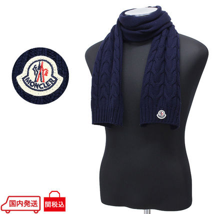 MONCLER Knit & Fur Unisex Wool Logo Knit & Fur Scarves