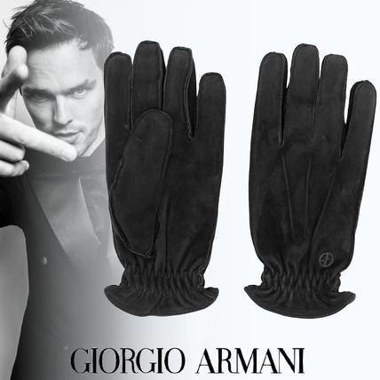 GIORGIO ARMANI Leather & Faux Leather Cashmere Street Style Plain Leather Logo