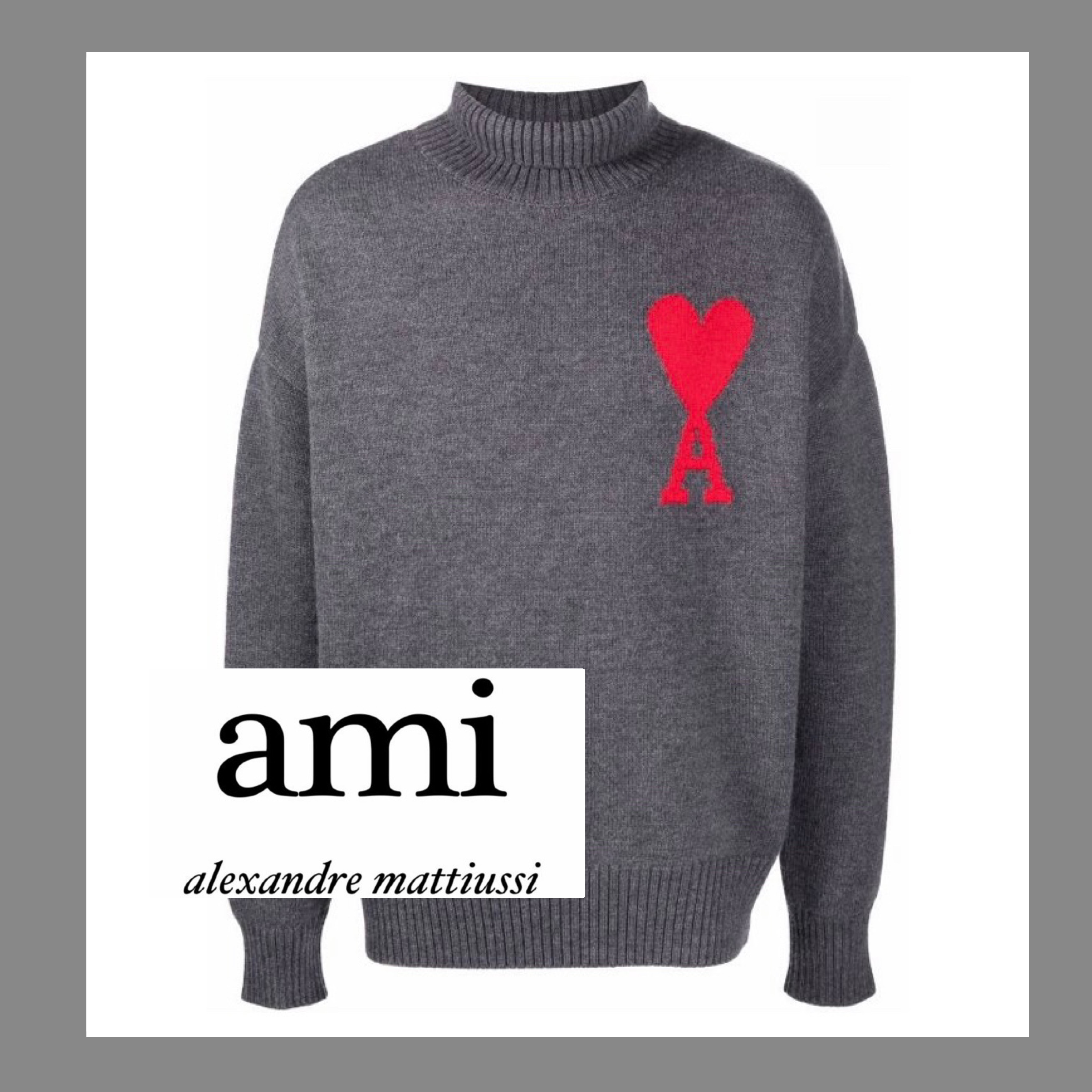 人気】ami ハート ロゴ タートル ニット セーター 新作 ウール 芸能人-