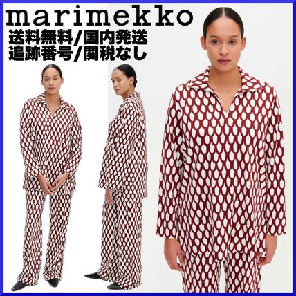 marimekko Tunics Nylon V-Neck Long Sleeves Medium Tunics