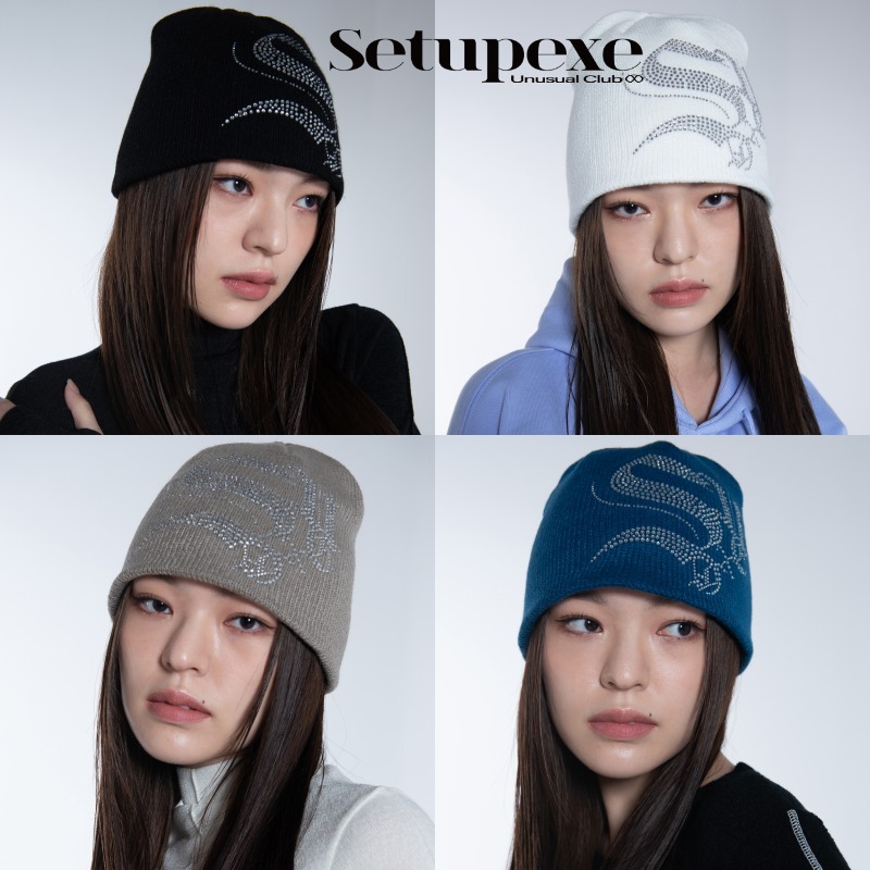【SETUP-EXE】Crystal cubic logo Beanie