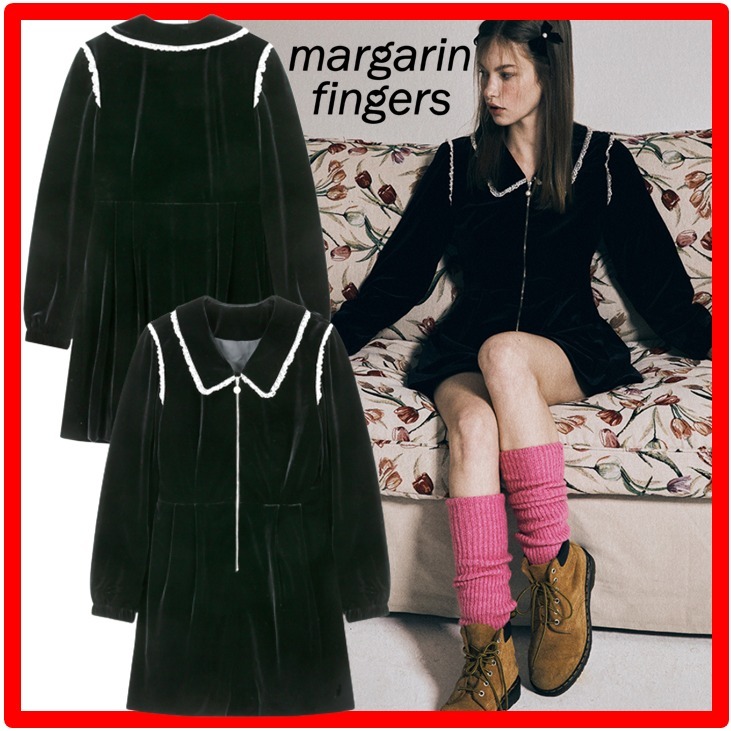 ☆【Margarin Fingers】☆PEARL ZIP UP VELVET ONE PIEC.E☆