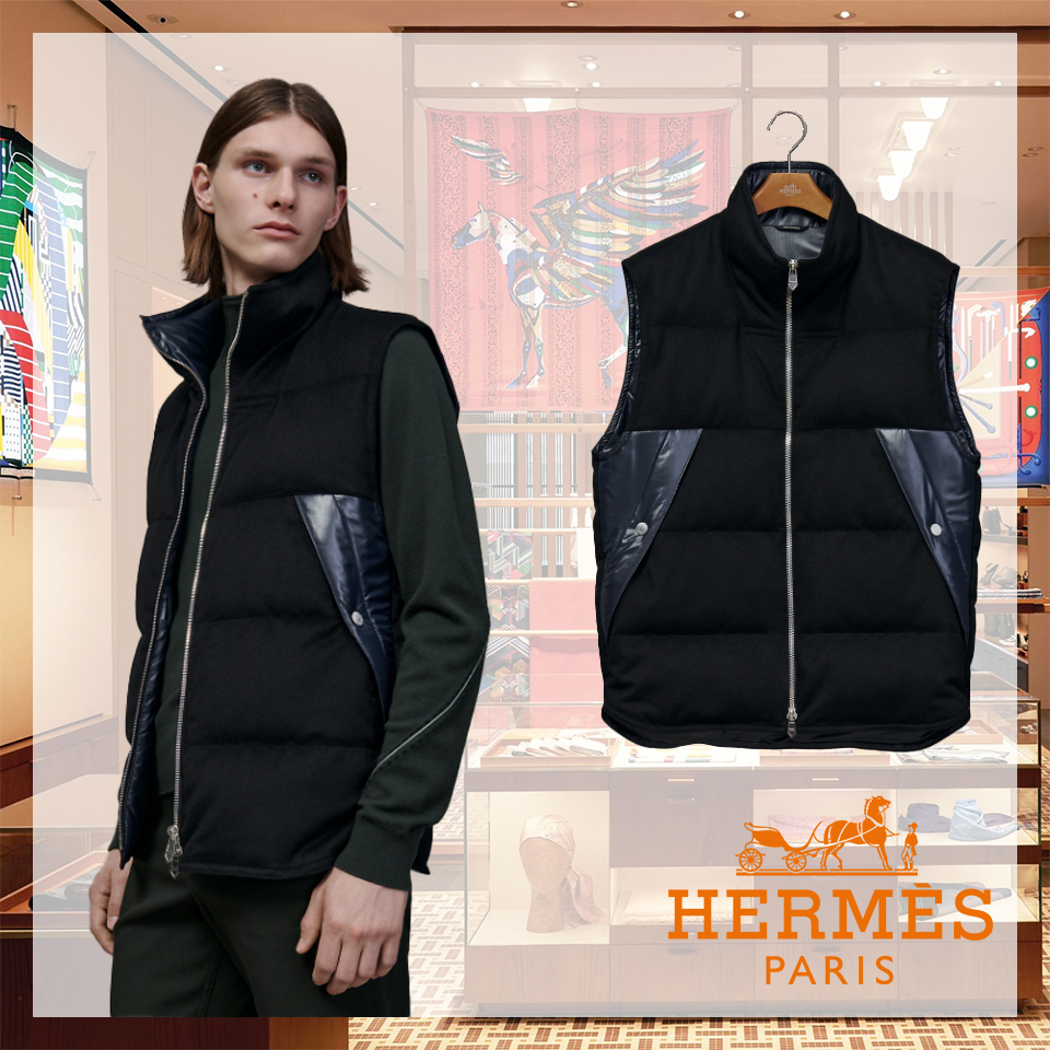 HERMES エルメス ノースリーブキルティングベスト アウター